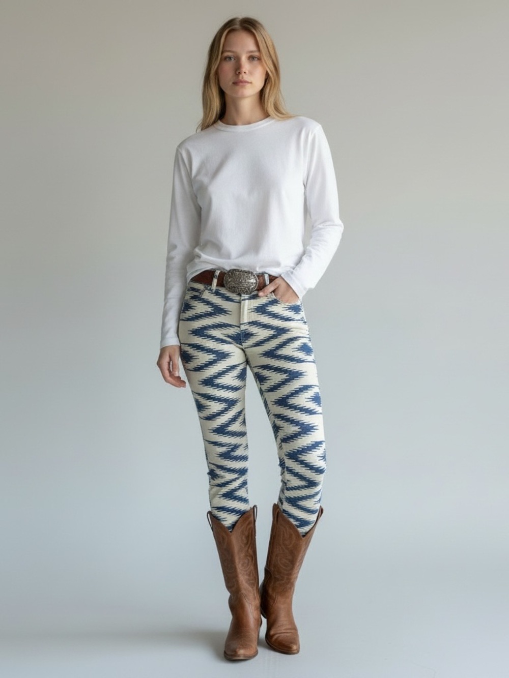 Ralph Lauren Women’s Denim & Supply Blue & White Southwest Aztec Print Jeans 30
